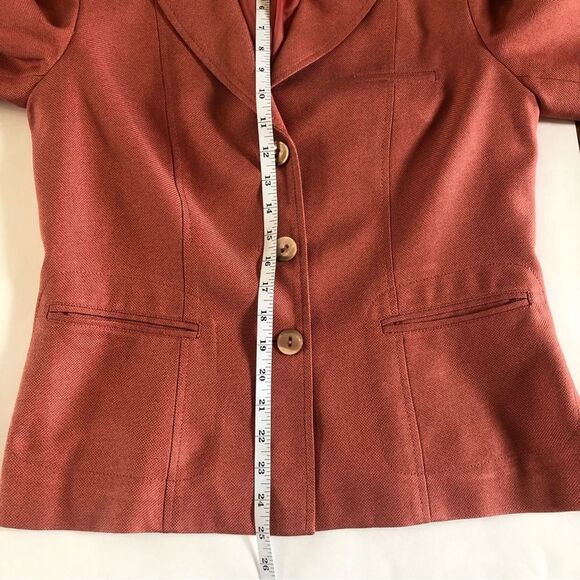 VTG TALBOTS Y2K 10 Orange Silk Wool Blazer Office Corp Core Academia Career Fall - Picture 15 of 16